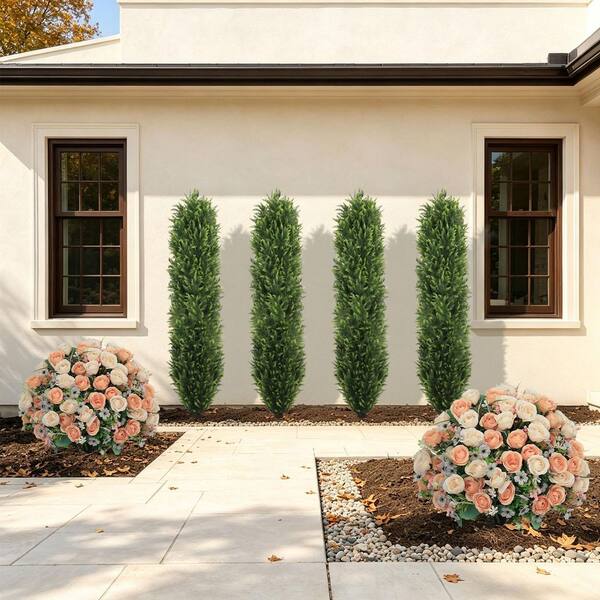 HOYMN 6 ft. UV-Resistant Artificial Cedar Topiary 2-Pack Premium