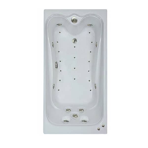 Comfortflo Premier 66 in. x 36 in. Acrylic Rectangular Drop-in Whirlpool and Air Bathtub with Reversible Drain in Bone