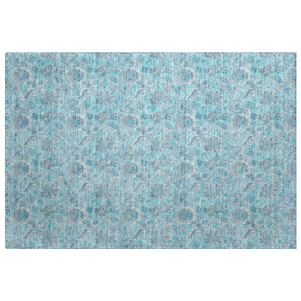 Dream Shag Premium Machine Washable Abstract ADS662 Aqua 2 ft. x 3 ft. Accent Rug