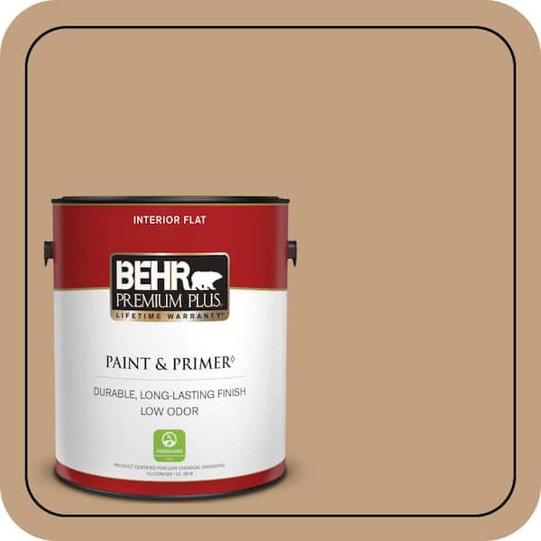 BEHR PREMIUM PLUS 1 gal. #S280-4 Real Cork Flat Low Odor Interior Paint & Primer