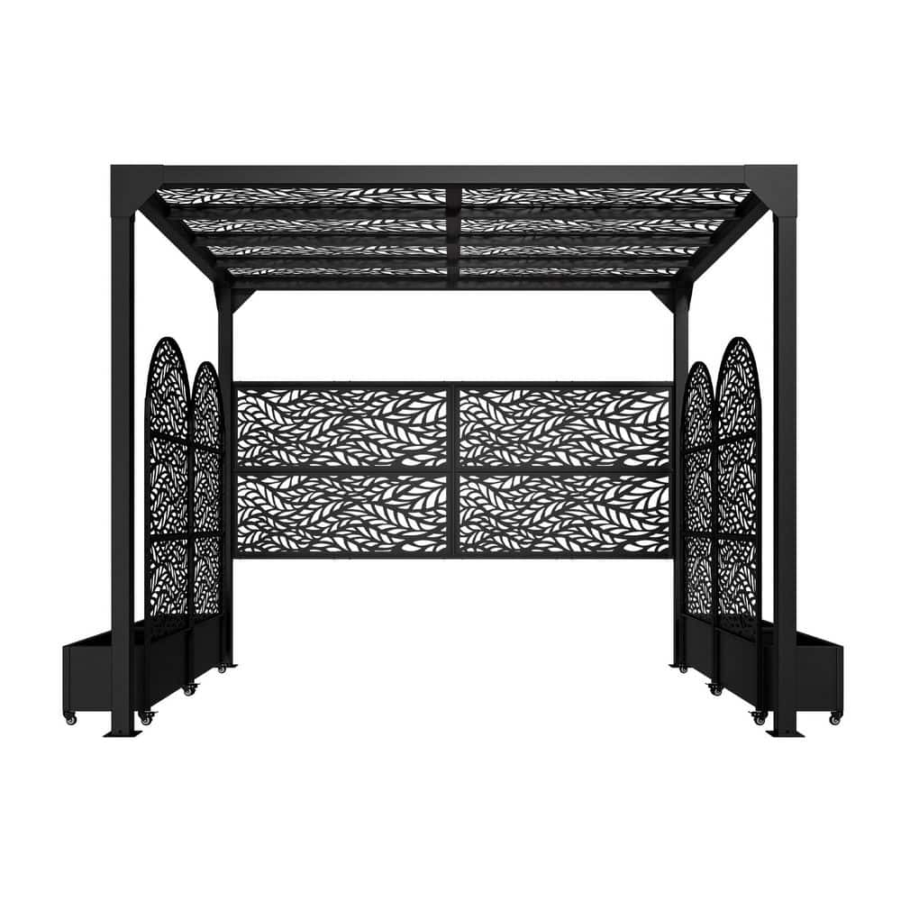 7.9 ft. x 9.8 ft. Black Outdoor Metal Pergola Hardtop Gazebo Tent for Patio With Planter Box - Patio Shade Structure price history on PriceWatchPro