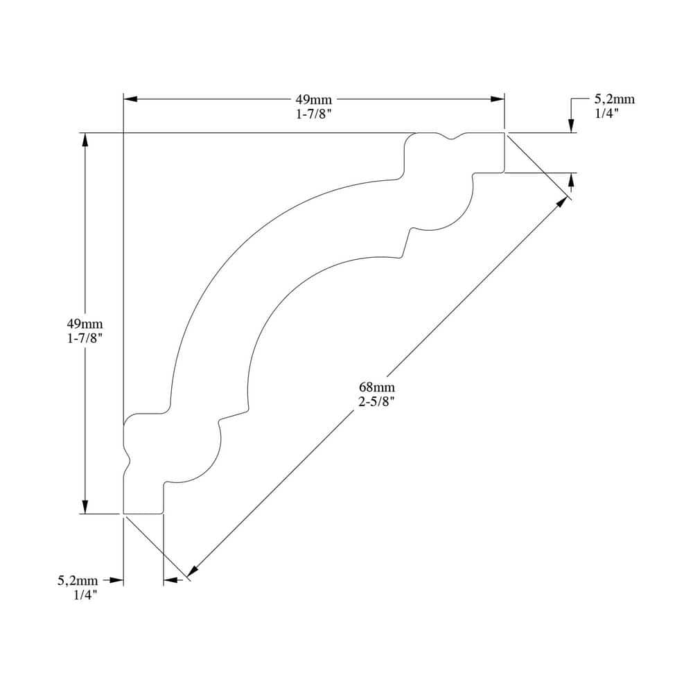 Primed White Polystyrene Crown Moulding 78" Length