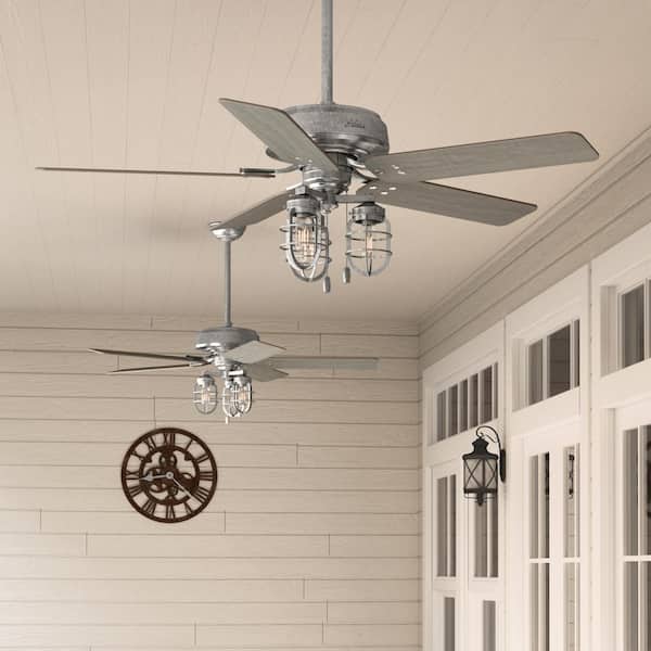 Port Isabel 52 in. Indoor/Outdoor Painted Galvanized Ceiling Fan with Light Kit