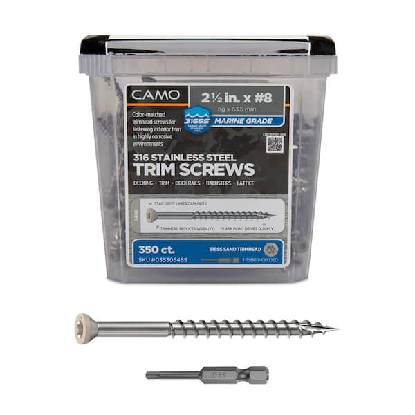 2-1/2 in. #8 316 Stainless Steel Sand Premium Star Drive Trim Screws (350-Count)