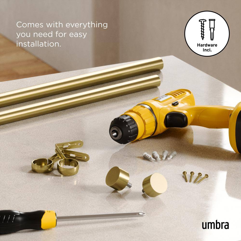 Gold Adjustable Steel Curtain Rod with Matching Finials