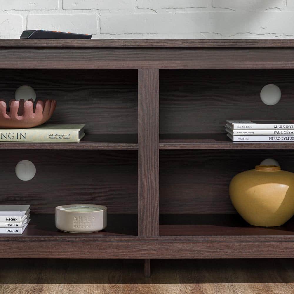 Espresso 58'' Freestanding MDF TV Stand with Adjustable Shelves