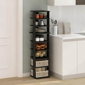 Compact 51.18 in. Tall Espresso Wood 9-shelf Corner Bookcase