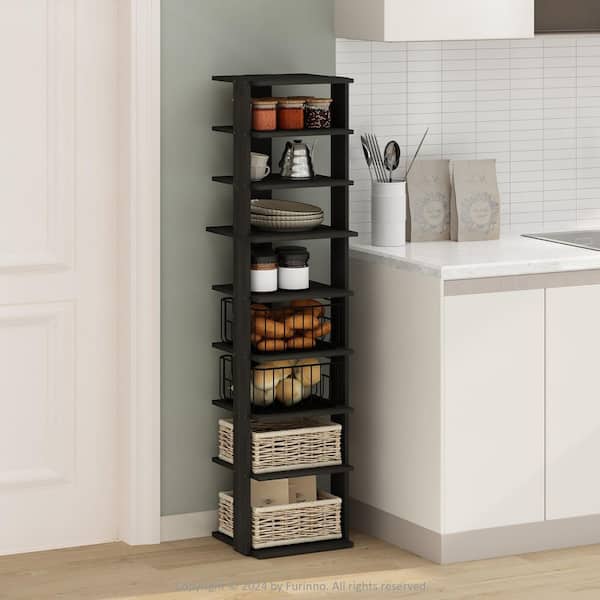 Furinno Compact 51.18 in. Tall Espresso Wood 9-shelf Corner Bookcase