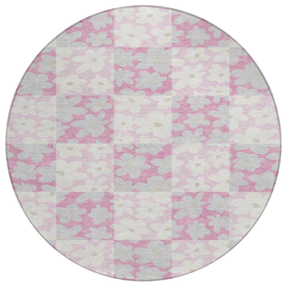 Chantille Machine Washable Indoor/Outdoor Abstract ACN2476 Pink 8 ft. x 8 ft. Round Rug price history on PriceWatchPro