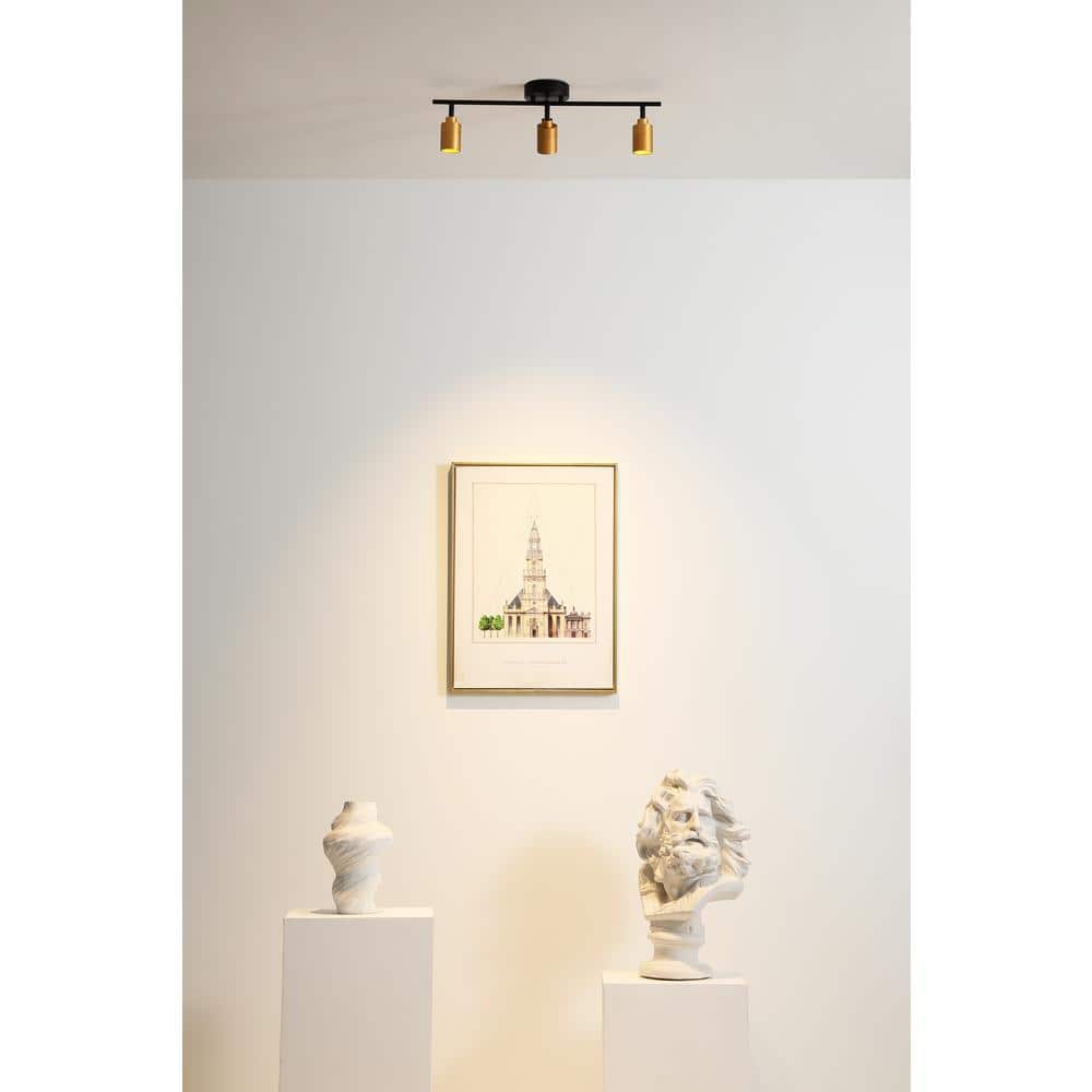 Shura 3-Head Matte Black and Gold LED Track Light
