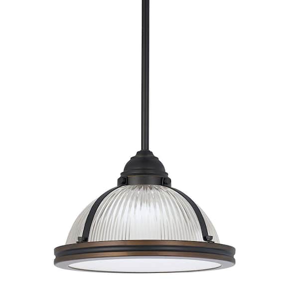 Pratt Street Prismatic 1-Light Autumn Bronze Pendant with Prismatic Glass and Diffuser