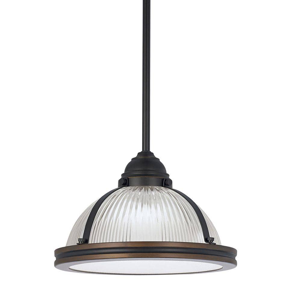 Pratt Street Prismatic 1-Light Autumn Bronze Pendant with Prismatic Glass a