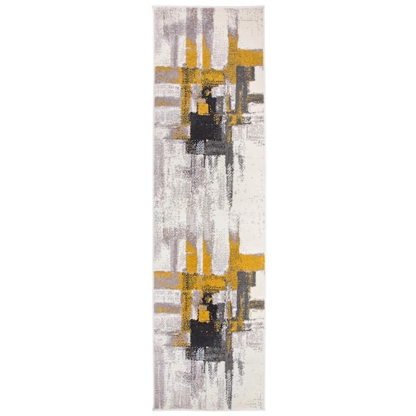 World Rug Gallery Modern Contemporary Abstract Design Gold 2 ft. x 10 ft. Area Rug