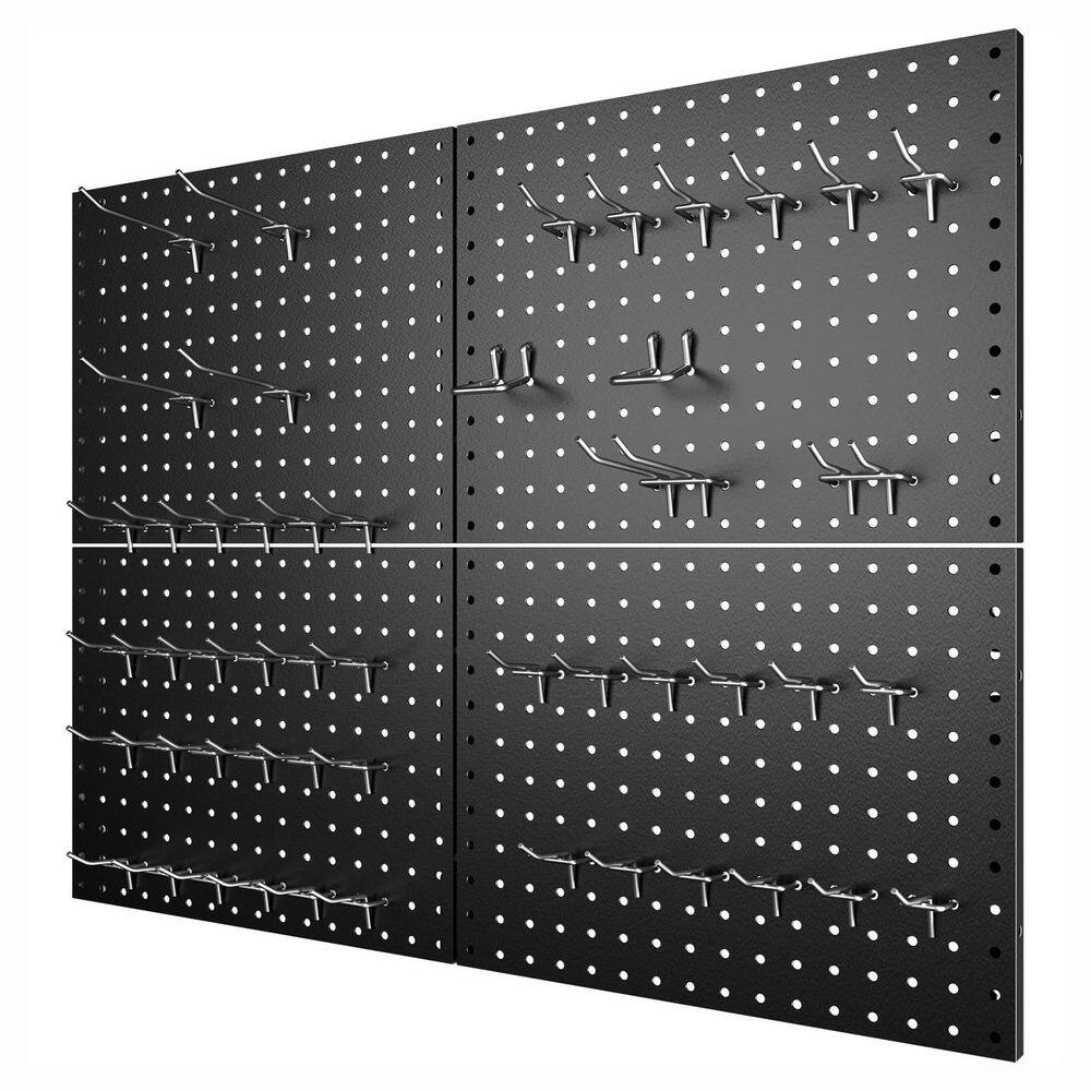 4 Pack Black Metal Pegboard Wall Rack Heavy Duty Steel with 50 Hooks, Scratch-Resistant Organizer System price history on PriceWatchPro