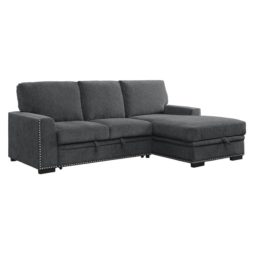 Driggs 96 in. Straight Arm 2-piece Chenille Sectional Sofa in Charcoal with