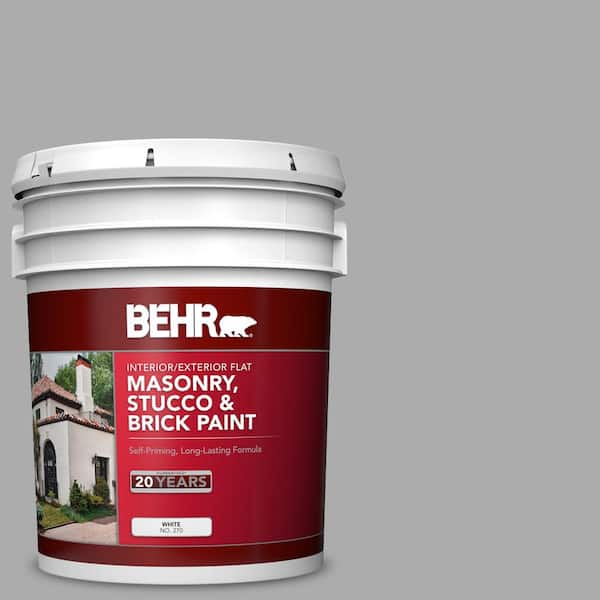 BEHR 5 gal. #N520-3 Flannel Gray Flat Interior/Exterior Masonry, Stucco and Brick Paint