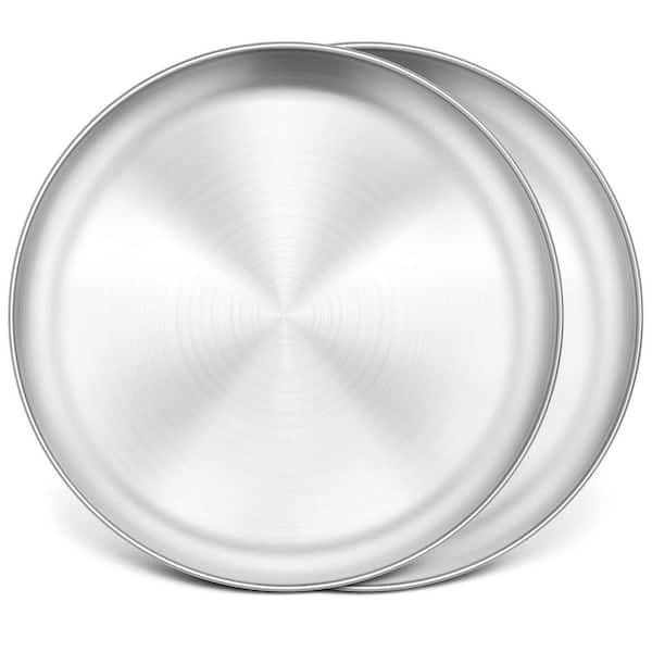 2-Pack 13.5 in. Stainless Steel Pizza Pan Round Pizza Plate For Pie Cookie Pizza Cake, Non Toxic, Heavy Duty