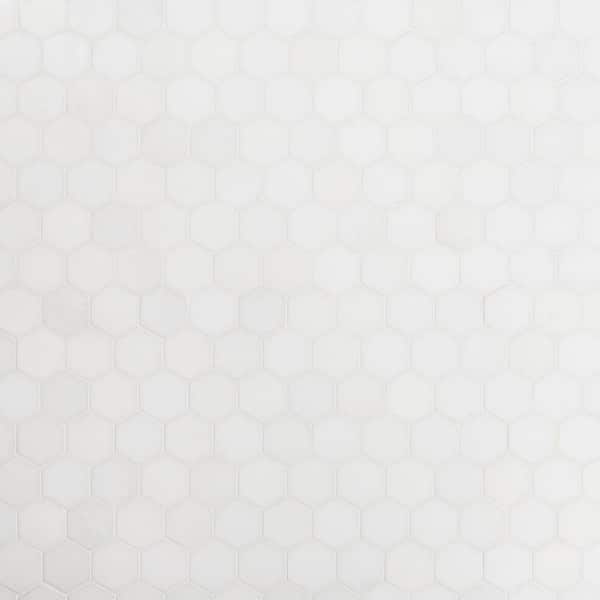 Hexagon White Thassos 12 in. x 12 in. x 8 mm Marble Mosaic Floor and Wall Tile