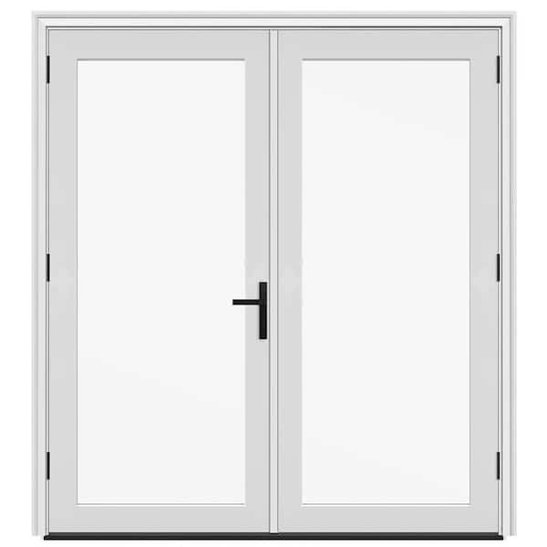 72 in. x 80 in. F4500 Right-Hand/Outswing Primed Fiberglass French Patio Door w/ Low-E Glass and Black Handle