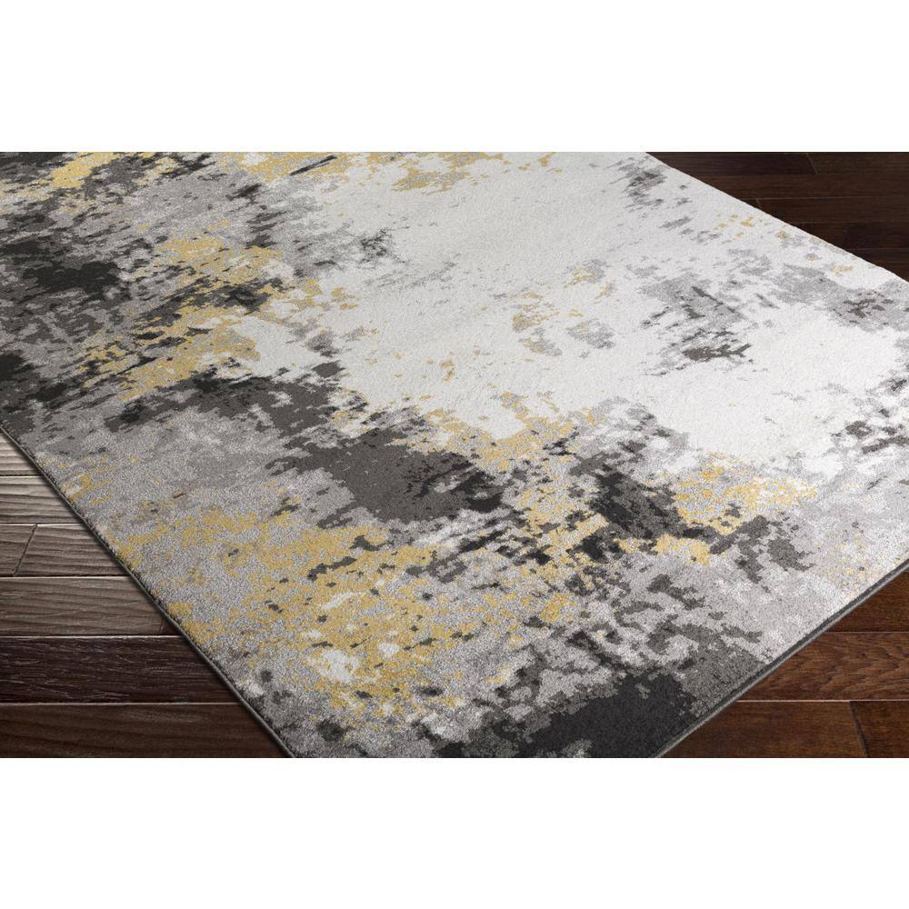 Gray Abstract Rectangular Low Pile Synthetic Rug 7'11" x 10'