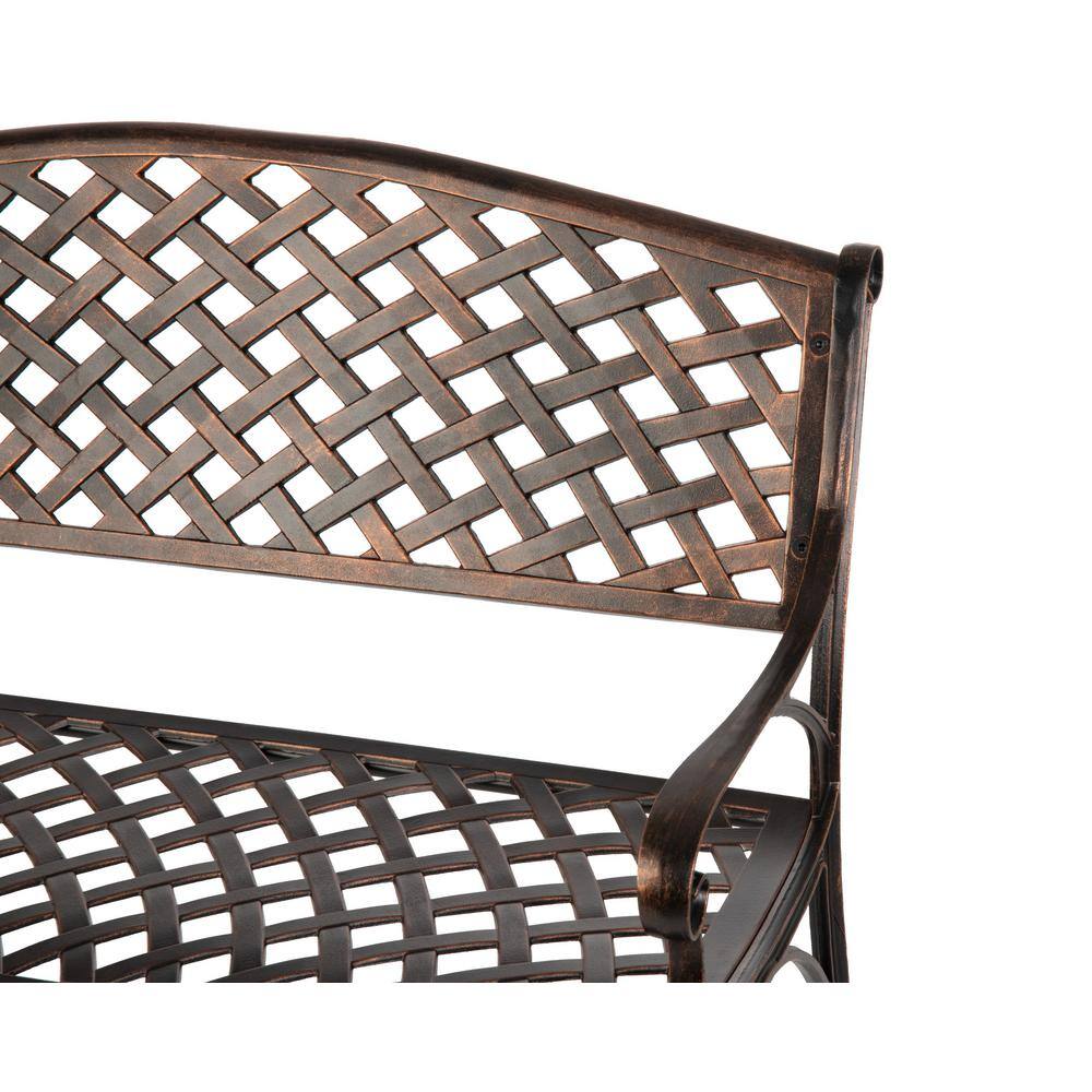 Antique Bronze Cast Aluminum Outdoor Patio Bench