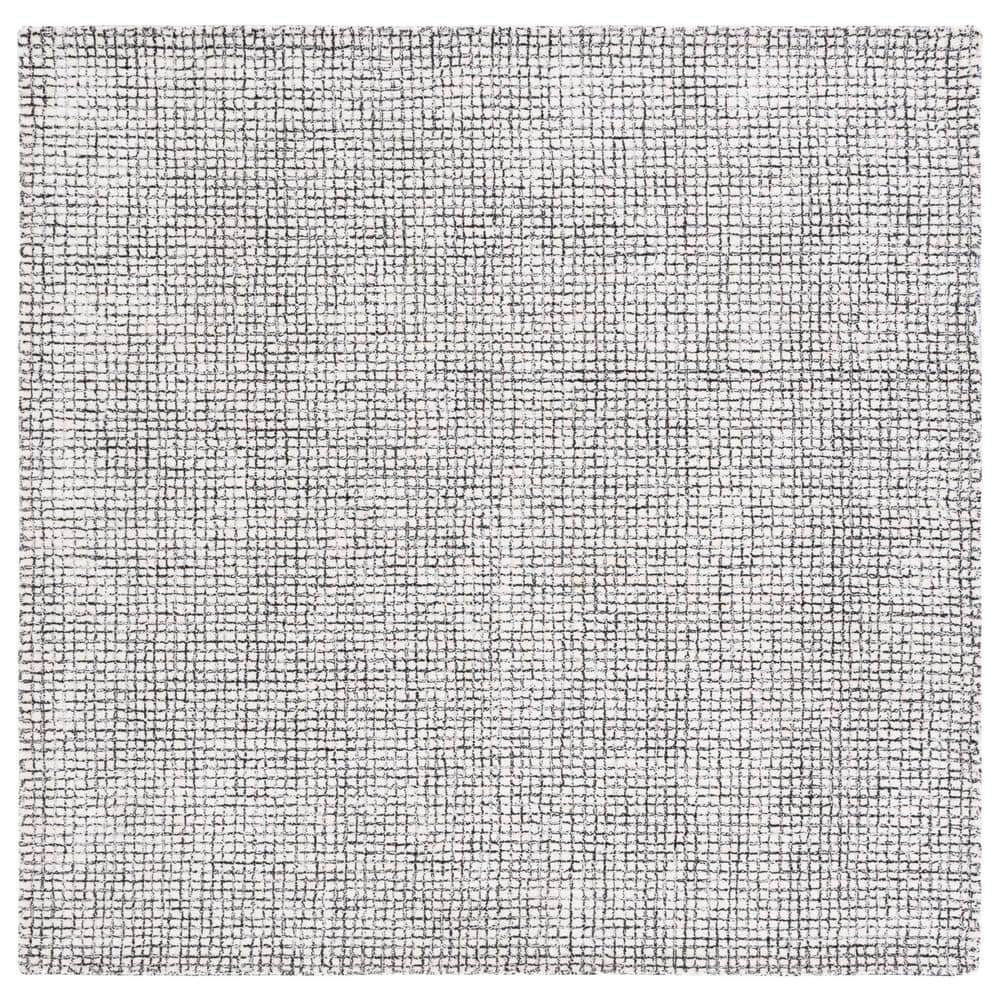 Abstract Ivory/Black 6 ft. x 6 ft. Abstract Striped Square Area Rug