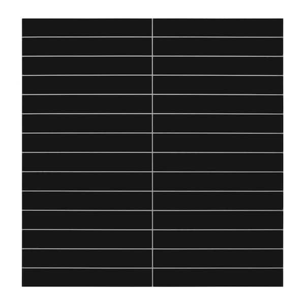 sunwings Stacked Black 12 in. x 12 in. Peel and Stick Backsplash Stone Composite Wall Tiles (9.49 sq. ft. /Case)