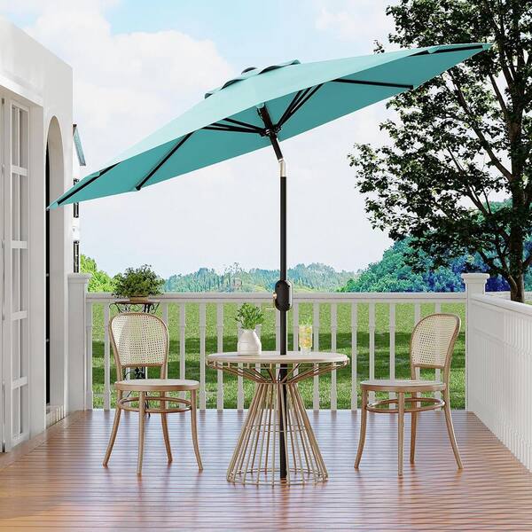 blue 9 foot patio umbrella Auto-Tilt Market Jockey Red coastal vibes to your backyard with this blue 9ft umbrella and weighted base Safavieh Athens Inside Out Striped