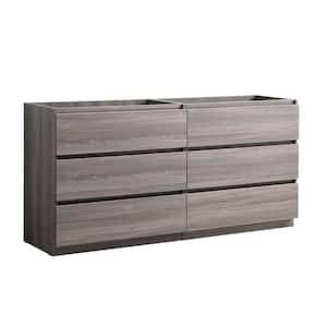 Lazzaro 60 in. Modern Double Bath Vanity Cabinet Only in Gray Wood
