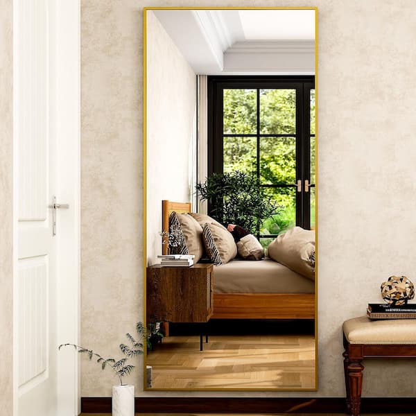 Morden Gold 26 in. W x 71 in. H Rectangle Aluminum Alloy Frame Full Length Standing Mirror
