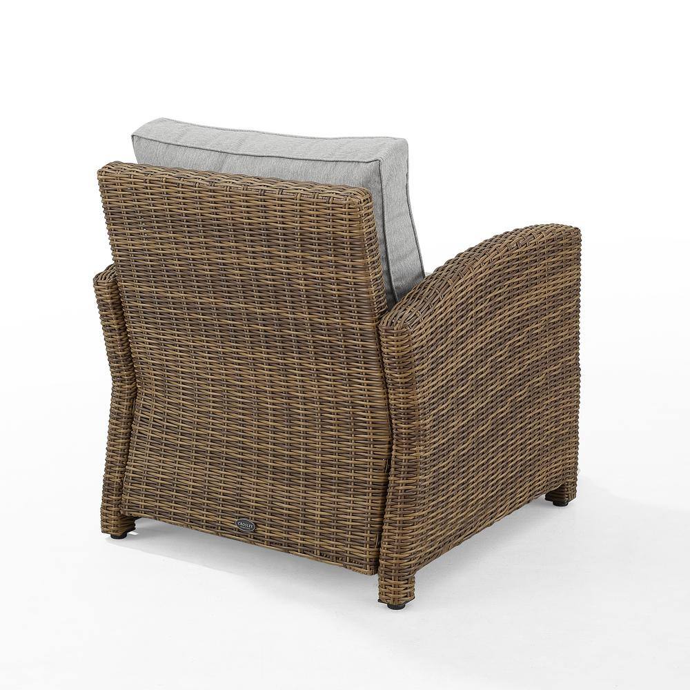 Gray and Brown Outdoor Wicker Armchair with Cushions