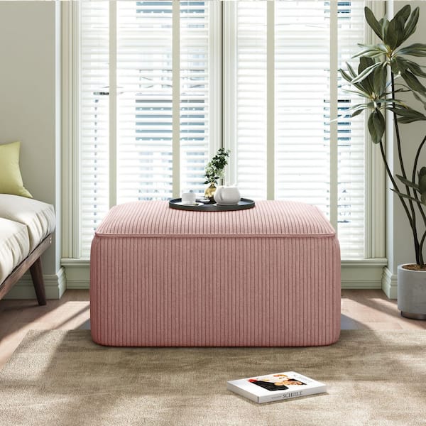 CHRISTOPHER KNIGHT HOME Pink Corduroy Fabric Square Accent Ottoman
