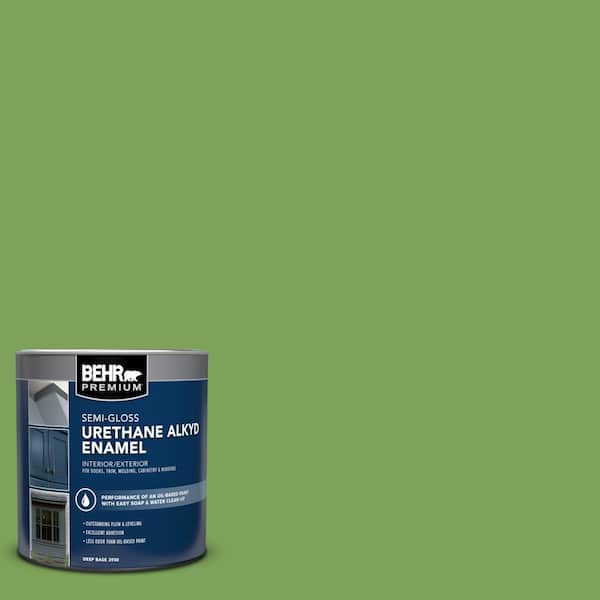 BEHR PREMIUM 1 qt. #P380-6 Springview Green Semi-Gloss Enamel Urethane Alkyd Interior/Exterior Paint