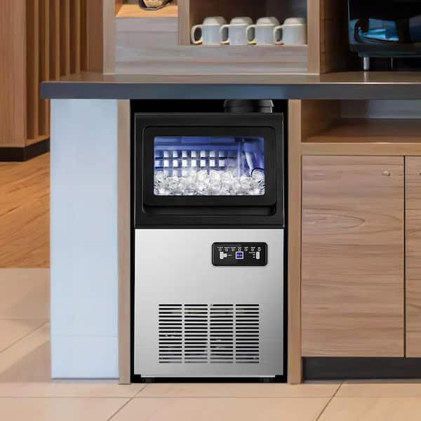 13.5 in. 100 lbs./24H Ice Maker Freestanding 3000 Plus Full Size Ice Cubes per day with Interior Blue LEDs in Black