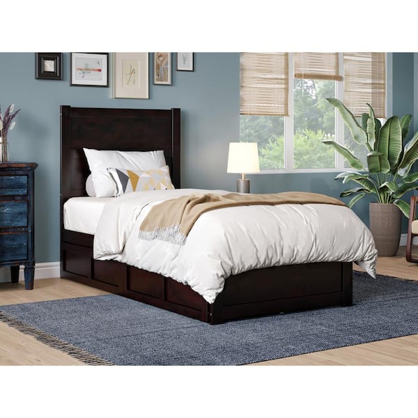 AFI NoHo Espresso Twin Solid Wood Storage Platform Bed with Footboard and 2-Drawers