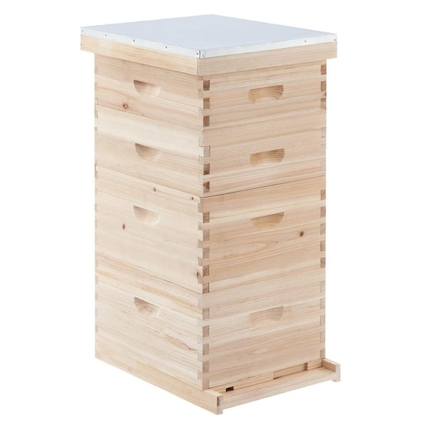 Merra Bee Hive Boxes Kit Langstroth Beehive for Beekeeping 4-Layer Bee House with 20-Medium and 20-Deep Frames and Foundations