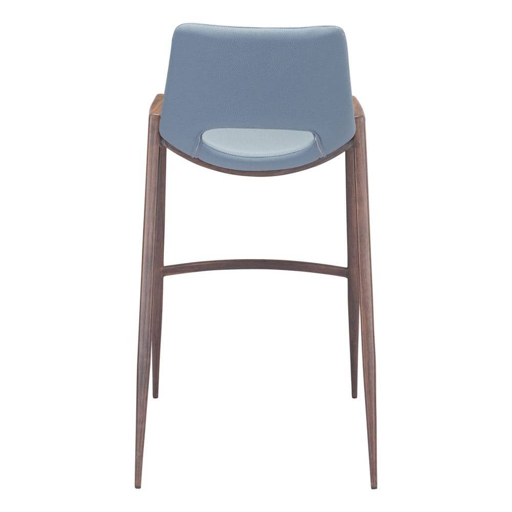 Gray Metal and Wood Contemporary Bar Stool Set