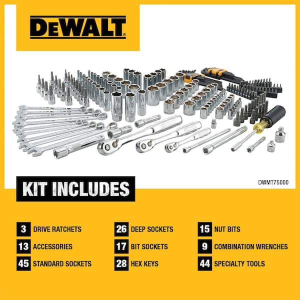 DWMT75000 200-Piece Screwdriver Ratchet Sockets Hex Keys Tool Set DeWalt 