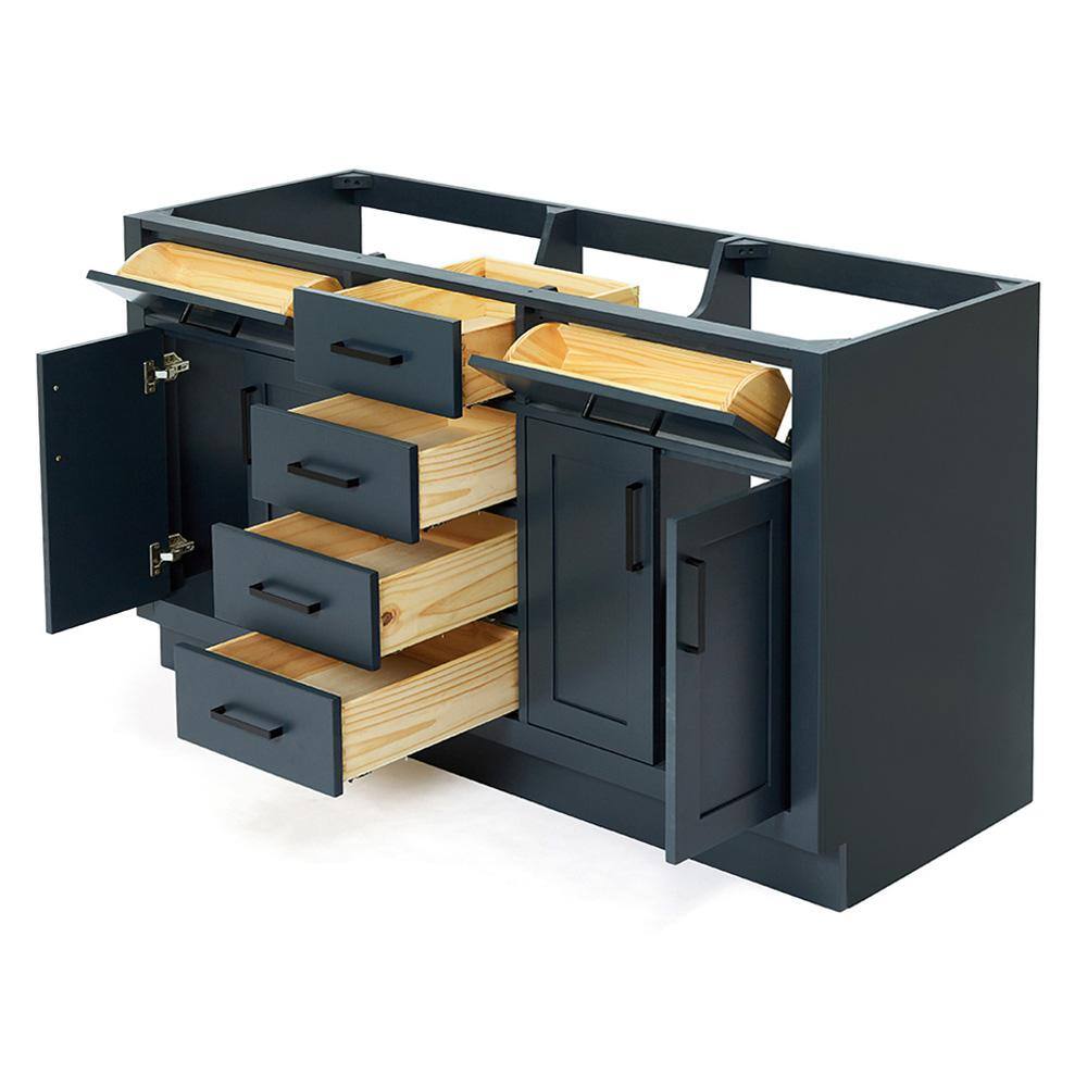 Midnight Blue 60'' Double Freestanding Hardwood Vanity Base