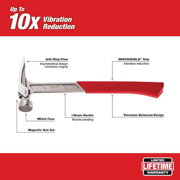 22 oz. Milled Face Framing Hammer and Clear Safety Glasses Anti-Scratch Lenses