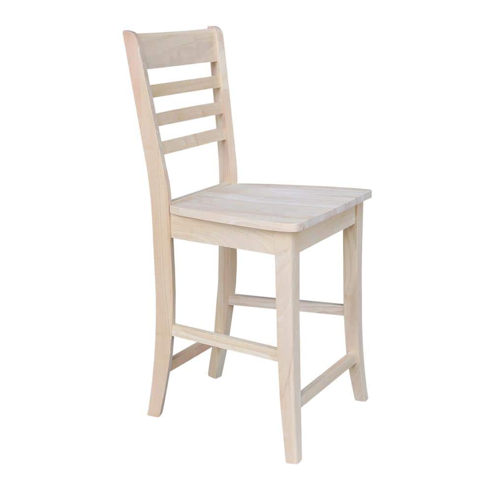 Brown Solid Wood 24" Slatback Stool