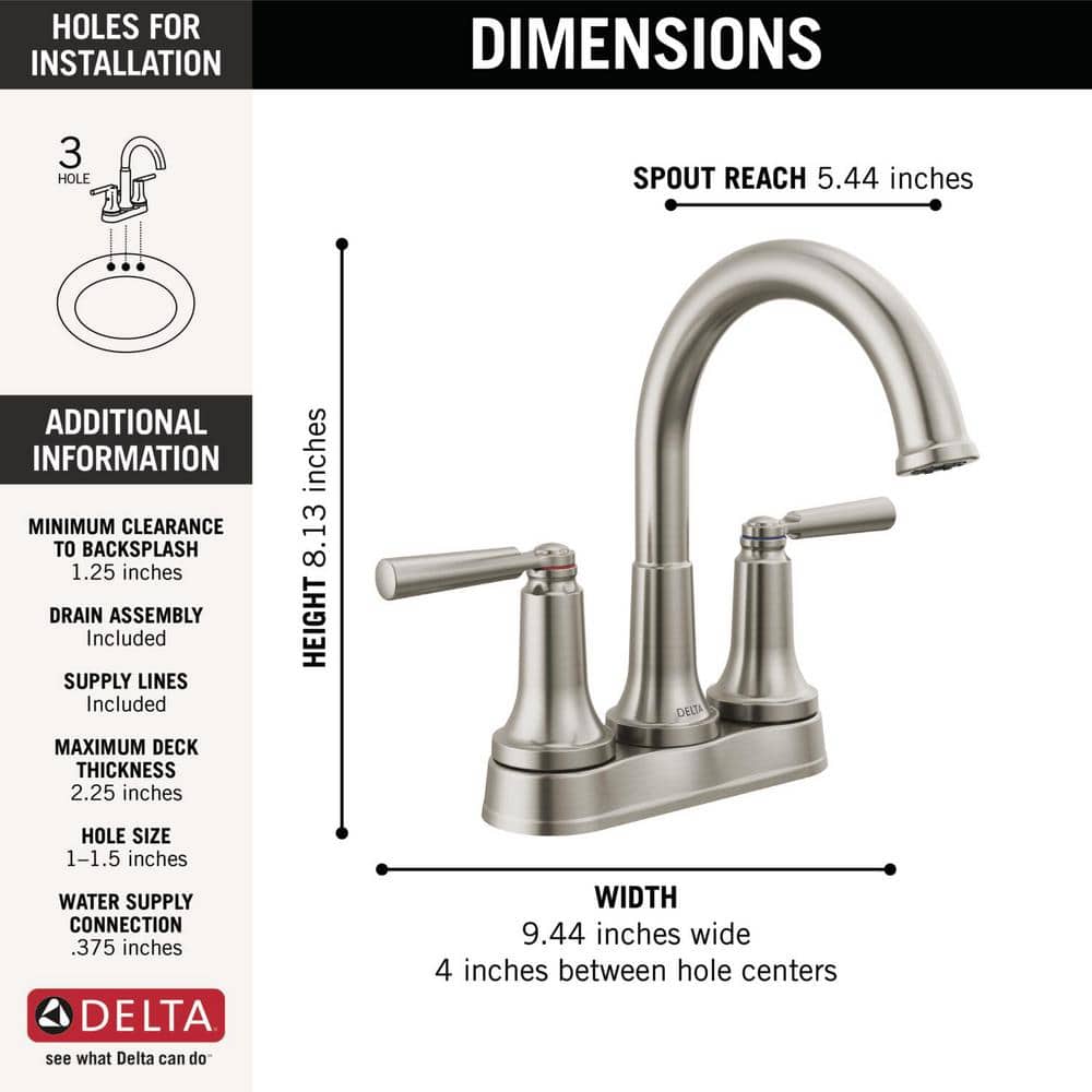 Saylor Geometric Stainless Steel Centerset Bathroom Faucet