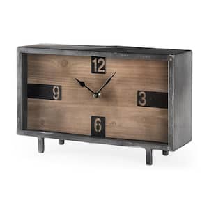 Harvey 13.0 in. L x 4.5 in. W x 8.1 in. H Black Metal and Wood Rectangular Table Clock