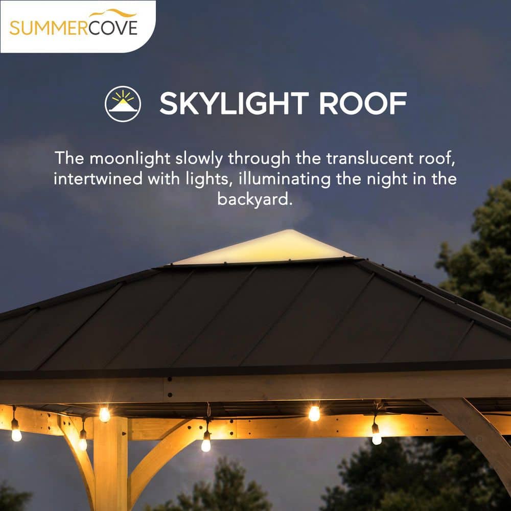 Cameron 11 ft. Cedar Wood Gazebo with Steel Roof and Bar Shelf