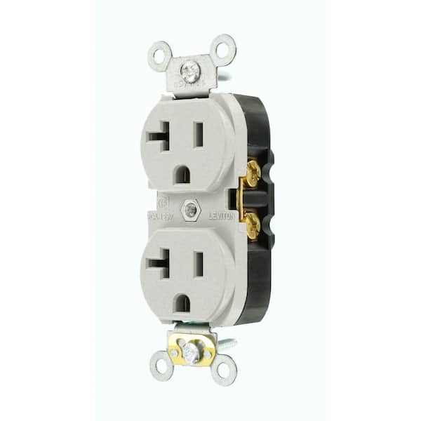 20 Amp 125 V Industrial Grade Self Grounding Duplex Outlet/Receptacle, Gray (1-Pack) 05362-GYS