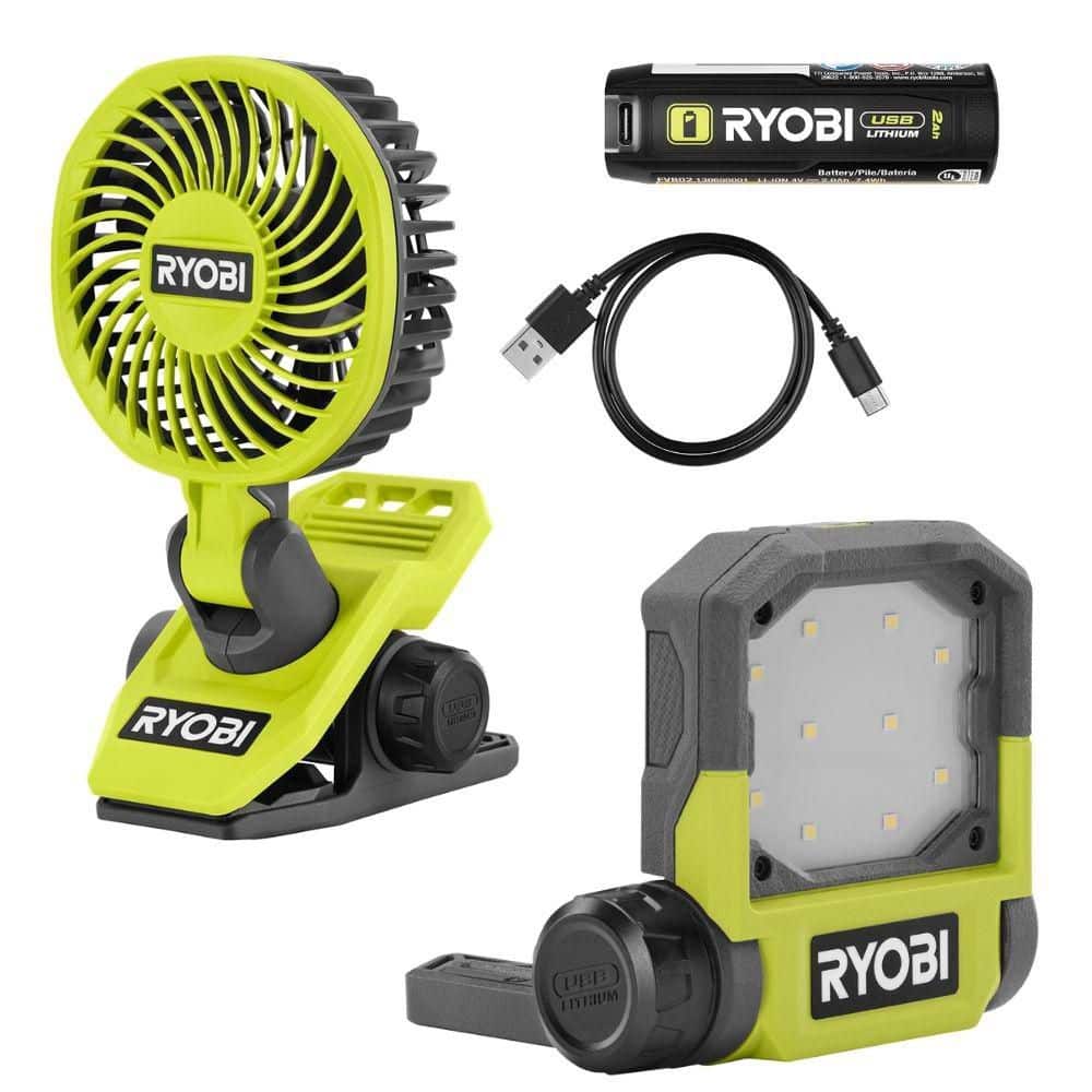 USB Lithium Cordless Pivoting LED 3-Mode Flip Light Kit, 2.0 Ah Battery with USB Lithium Cordless Clamp Fan price history on PriceWatchPro