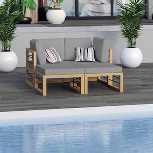4-Piece Aluminum Outdoor Sectional Sunbed with Gray Cushions