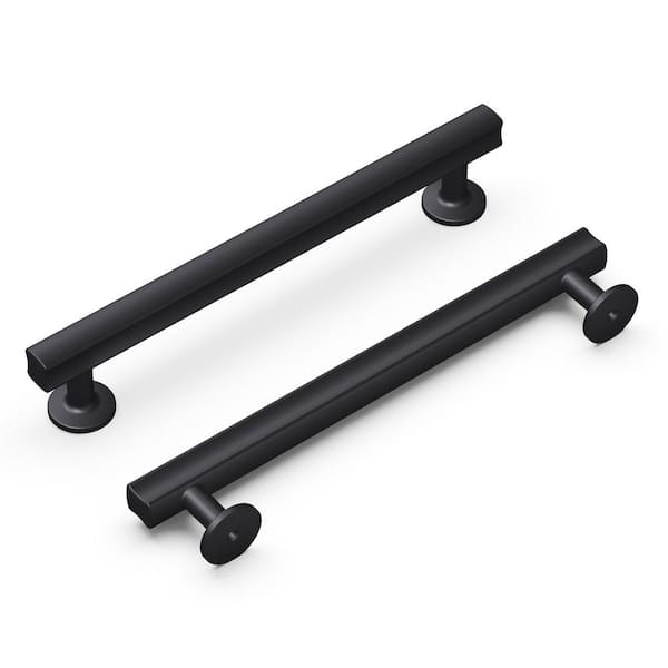 HICKORY HARDWARE Woodward Collection Cabinet Pull 6-5/16 in. (160 mm) Center to Center Matte Black Finish Modern Zinc Bar Pull (1 Pack)