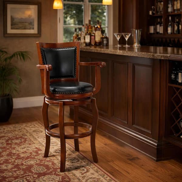 Boraam Jones 45 in. High Back Wood 29 in Barstool in Cherry 52129