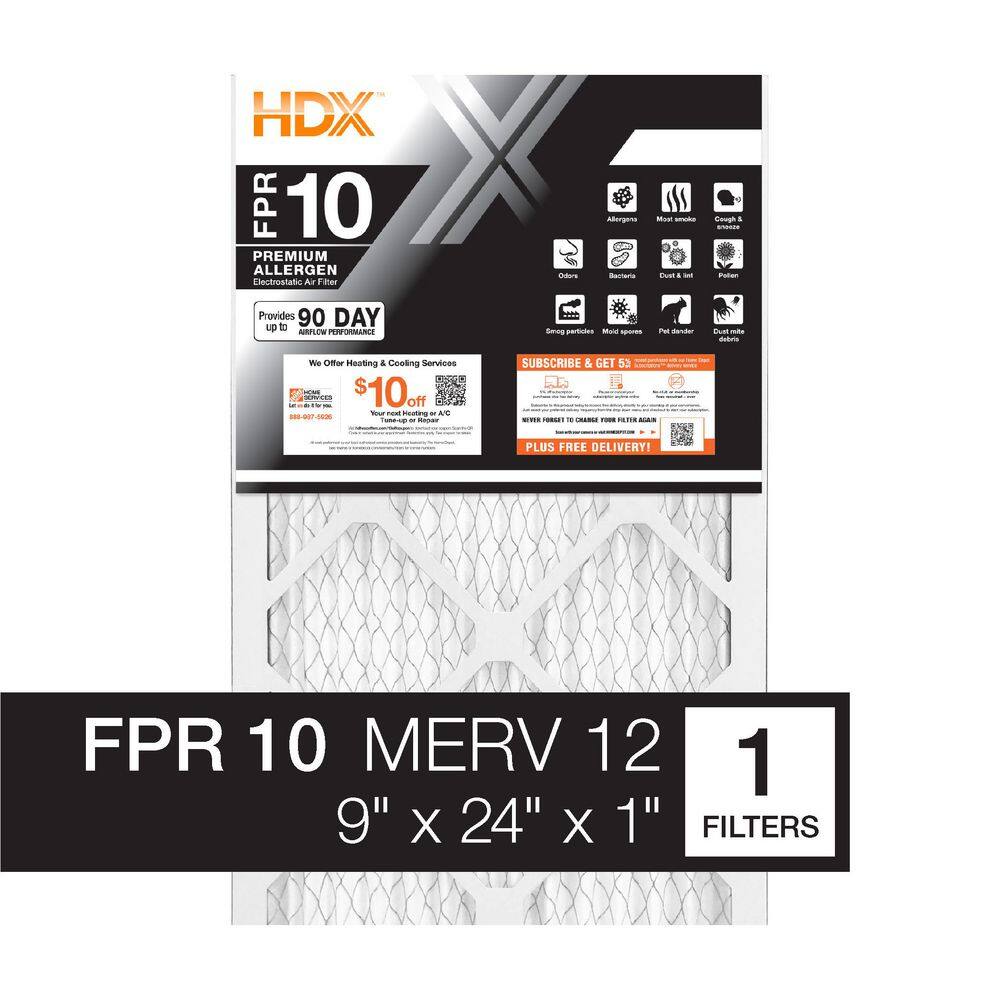 9 in. x 24 in. x 1 in. Premium Pleated Air Filter FPR 10, MERV 12 price history on PriceWatchPro